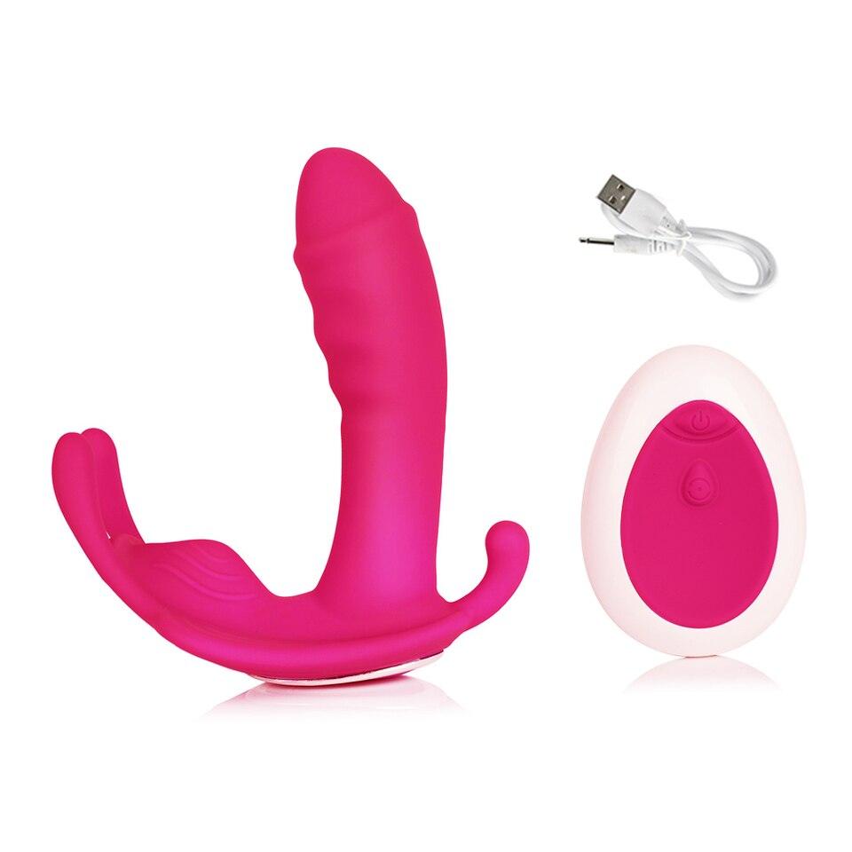 Vibrador de Calcinha Controle Remoto com Dildo de Silicone e Mini Plug Anal "Eros" - Eróticos Sex Shop