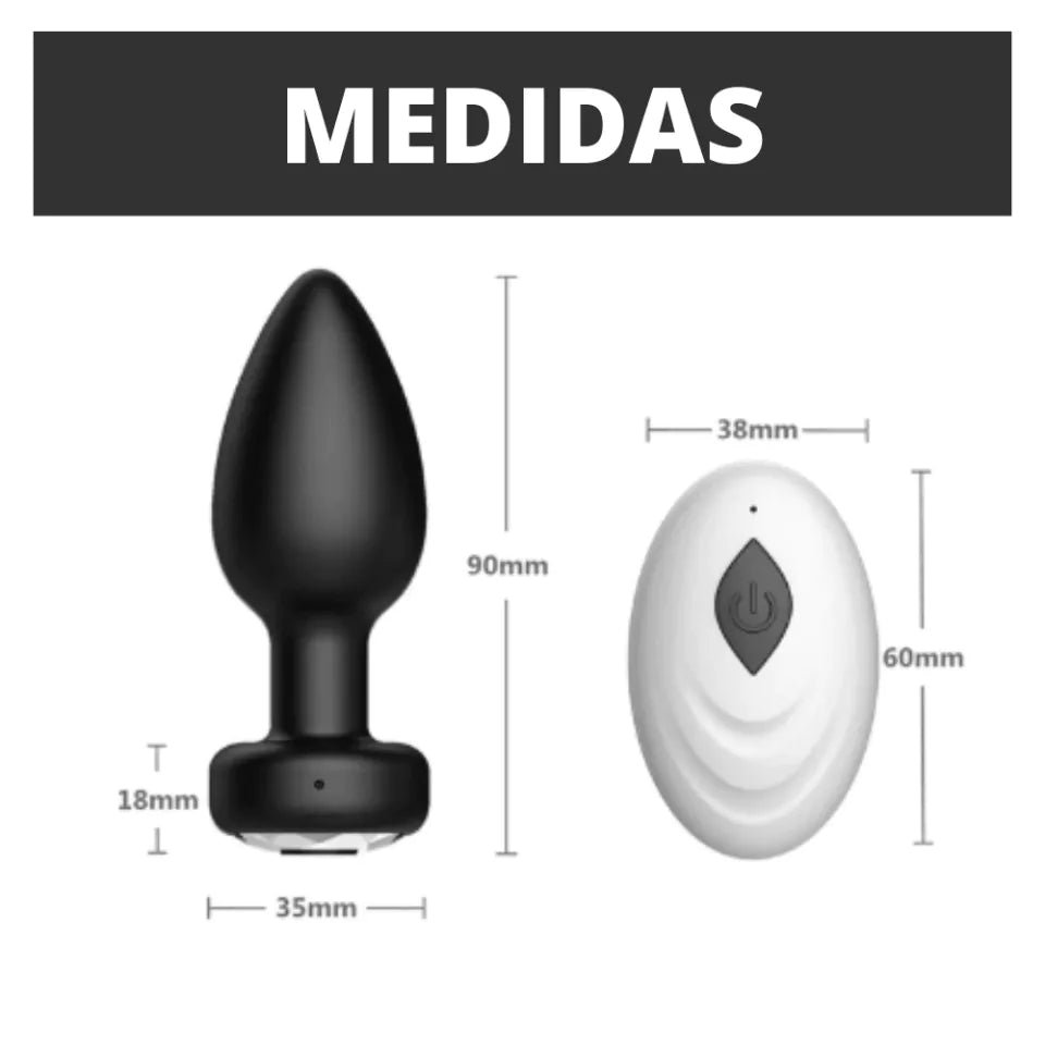 Plug Anal Luminoso de Silicone com Controle Remoto 10 Vibrações - Eróticos Sex Shop