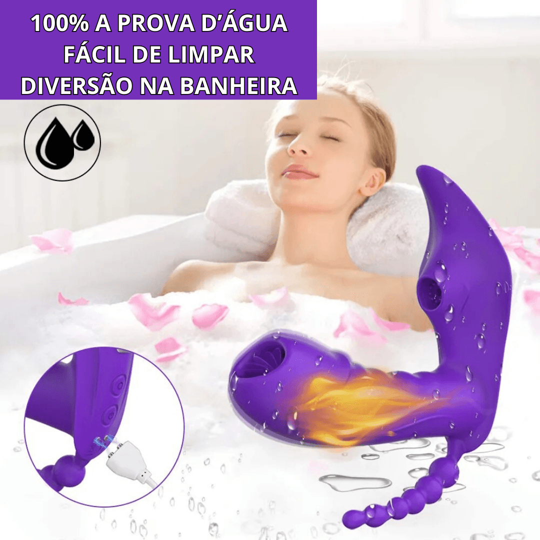 Vibrador de Calcinha Controlado por Celular com Mini Plug Anal e Sugador de Clitoris "Exxxquenta" - Eróticos Sex Shop